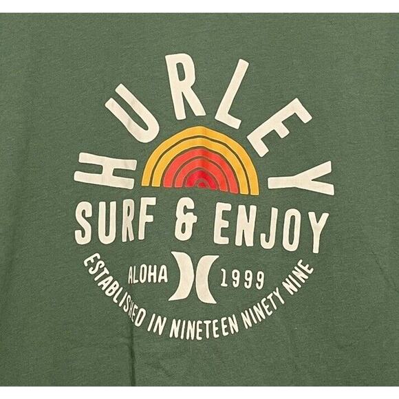 Hurley Mens Size XL Green Crew Neck Beach Surf Graphic T-Shirt Tee Unisex Skater - Picture 2 of 4